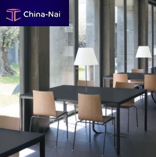 Contemporary table QUADRATAwoodenglassthermo-lacquered steel
