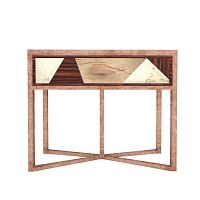 Contemporary bedside table Diasporewoodenmarblewaxed wood base