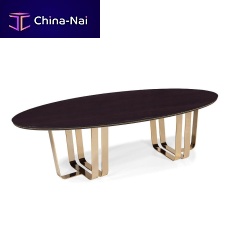 Contemporary dining table DOTbeechpolished brassoval
