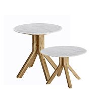 Contemporary side table STONECRUMBoakmarbleround
