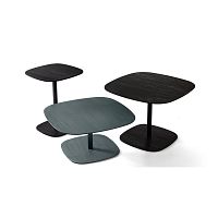 Contemporary side table CHANTALbrushed aluminumaluminum basesquare
