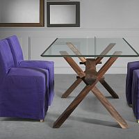 Contemporary table DECIMOglasswooden baserectangular