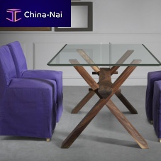 Contemporary table DECIMOglasswooden baserectangular