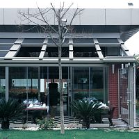 Sliding glass roof SKYTECHaluminummotorizedfor patio