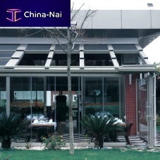 Sliding glass roof SKYTECHaluminummotorizedfor patio