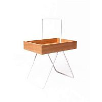 Contemporary side table EMILoakaluminum baserectangular
