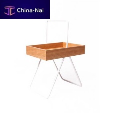 Contemporary side table EMILoakaluminum baserectangular