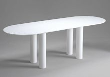 Contemporary table FRATINOenameled sandstonemetal baseoval