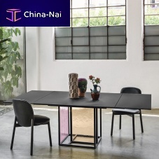 Contemporary table THEOtempered glasspainted metal baserectangular
