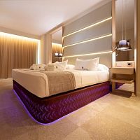 Double mattress support upholsteredwith coverfor hotel rooms