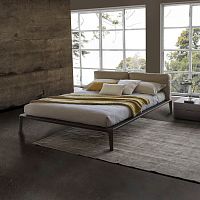 Double bed WIDEcontemporarywith leather headboardwooden