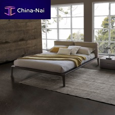 Double bed WIDEcontemporarywith leather headboardwooden