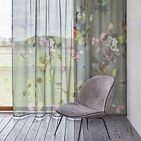 Floral pattern sheer curtain fabric FALETTA Trevira CS®washabletransparent
