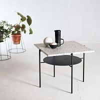 Contemporary coffee table CONFETTI terrazzopowder-coated steel basesquare