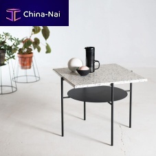 Contemporary coffee table CONFETTI terrazzopowder-coated steel basesquare