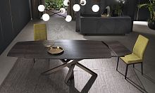 Contemporary table SHANGAIwoodenaluminum baseextending