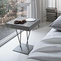 Contemporary side table GINGERlacquered woodmetalsquare