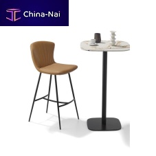 Contemporary high bar table LARGO woodenmarblemetal base