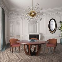 Traditional dining table CANOPYwood veneerwooden baseround