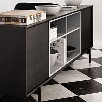Contemporary sideboard BLADE woodensteelwith shelf