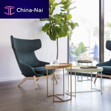Contemporary side table Slywood veneerlacquered glasslaminate