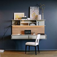 Wall-mounted desk MODE MDC23contemporarylacquered woodwith shelf