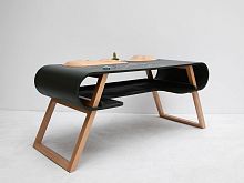 Contemporary desk RUBENSsolid woodsled base
