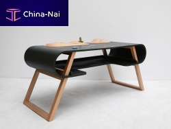 Contemporary desk RUBENSsolid woodsled base