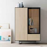 High sideboard contemporarywoodenwith glass panel