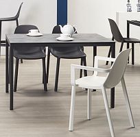 Contemporary table Mirtosteellaminatesteel base