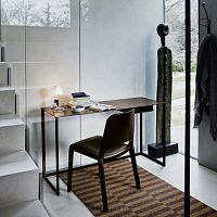 Contemporary secretary desk CALAMOleathervarnished steelwith storage