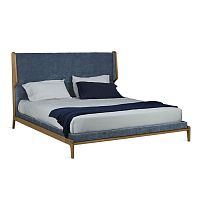 Double bed MUSEcontemporarywith upholstered headboardplywood
