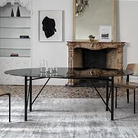 Contemporary table TUBOLARtempered glasscrystalmetal base