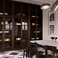 Contemporary display case glassAmerican walnutplywood