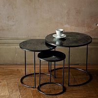 Contemporary nesting tables MOONglasssteelround