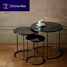 Contemporary nesting tables MOONglasssteelround
