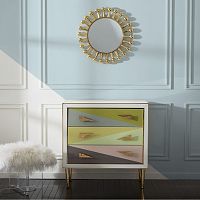 Contemporary chest of drawers HARLEQUINbrassglassnot specified