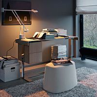 Contemporary writing desk Eileenwood veneerleathersteel