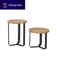 Contemporary side table Lolaoakpowder-coated steel baseround
