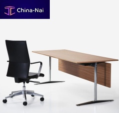 Contemporary table T1woodmelaminechromed metal base