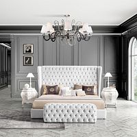 Double bed Hermes traditionalupholsteredwith tufted headboard