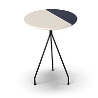 Contemporary side table ORANGE Blacquered woodiron baseround