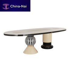 Marble dining table FUSCHIAcontemporarywoodenstainless steel base