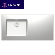 Single-bowl kitchen sink K-SEVENwith drainboardstainless steelcountertop
