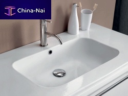 Integrated washbasin SHADEceramichigh-gloss1-hole