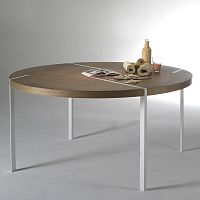 Contemporary table TRACESwoodensteel baserectangular