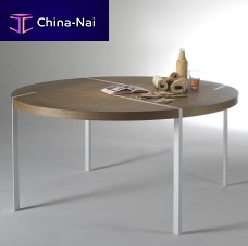 Contemporary table TRACESwoodensteel baserectangular