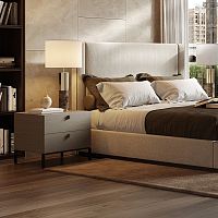 Contemporary bedside table AMBER oakmetal baserectangular