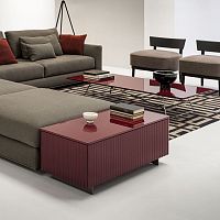 Contemporary side table Leon lacquered MDFpainted metal baserectangular