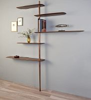 Wall-mounted shelving system floor-standingcontemporarylacquered wood